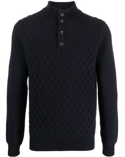 Corneliani Cable-knit Long-sleeve Sweater - Blue