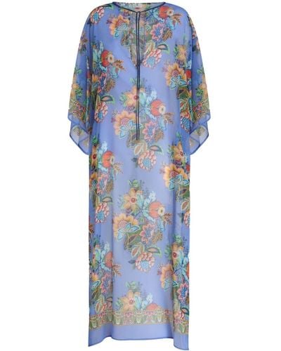 Etro Floral-print Maxi Dress - Blue