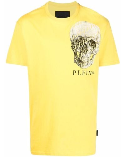 Philipp Plein Chest Skull Logo T-shirt - Yellow