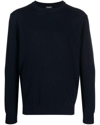 Dondup Logo-plaque Fine-knit Sweater - Blue