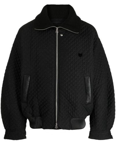 ZZERO BY SONGZIO Quilted Zip-up Bomber Jacket - Black