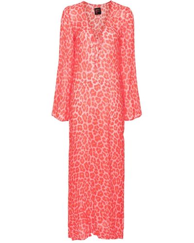 Fisico Leopard-print Maxi Beach Dress - Red