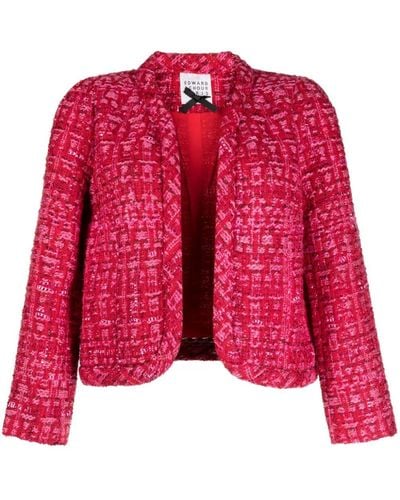 Edward Achour Paris Cropped Tweed Jacket - Red