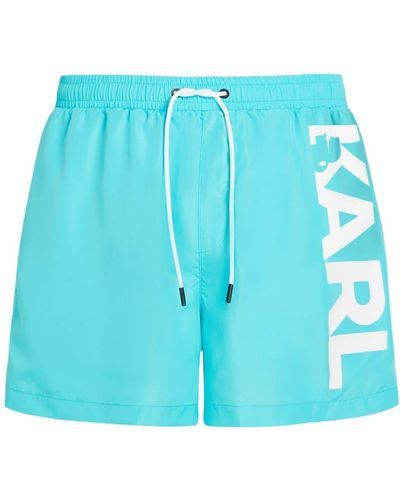 Karl Lagerfeld Logo-print Swim Shorts - Blue