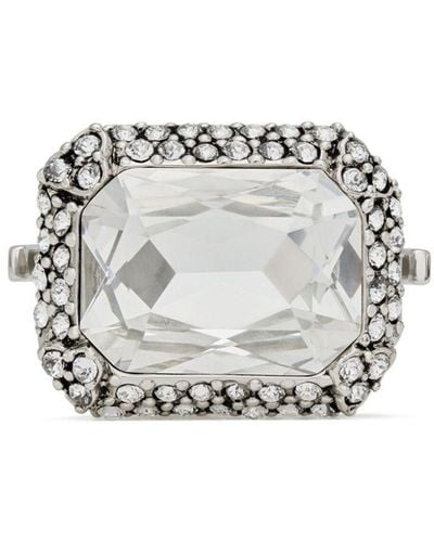 Saint Laurent Crystal-embellished Knuckleduster Ring - White