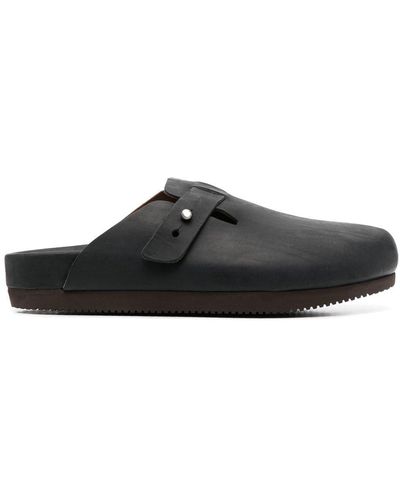 Buttero Slip-on Leather Clog Sandals - Black