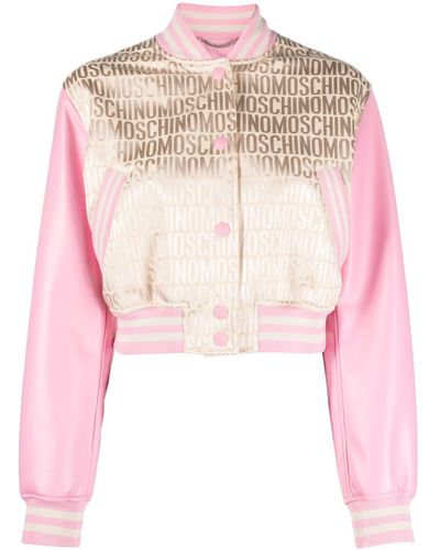 Moschino Cropped-Jacke mit Logo - Pink