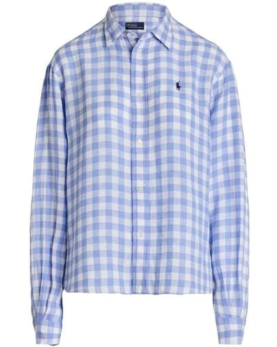Polo Ralph Lauren Gingham-print Linen Shirt - Blue