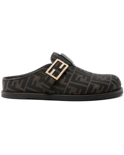 Fendi Mules Feel à motif FF - Noir