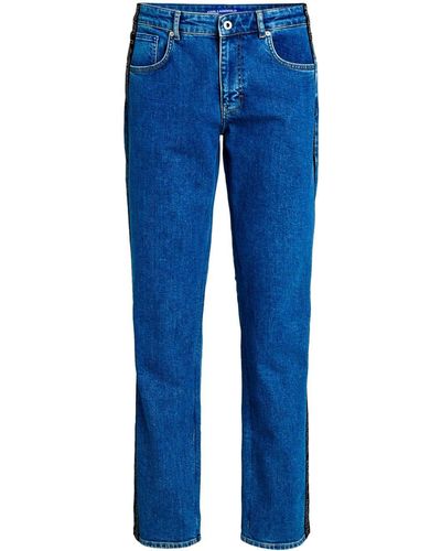 Karl Lagerfeld Straight Low Waist Jeans Met Logostreep - Blauw