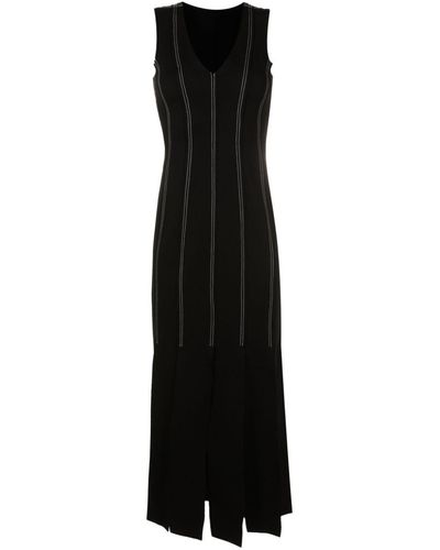 UMA | Raquel Davidowicz Contrasting-stitch Detail Midi Dress - Black