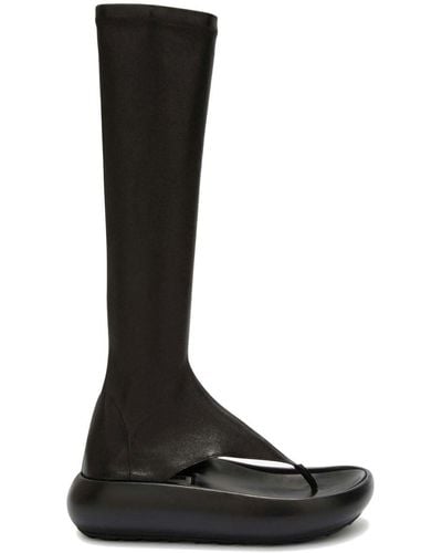 Jil Sander Open-toe Leather Boots - Black