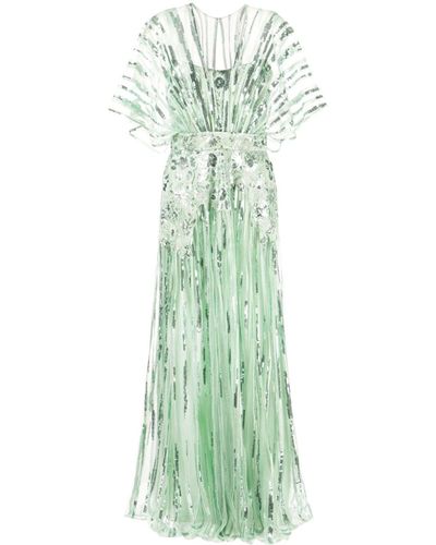 Elie Saab Sequined Tulle Gown - Green