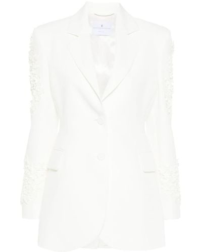 Ermanno Scervino Single-breasted floral-appliqué blazer - Bianco