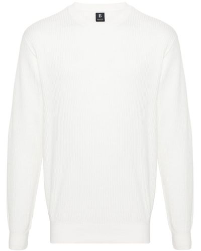 BOGGI Ribbed-knit Cotton Jumper - White