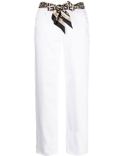 Elisabetta Franchi Jeans crop con cintura - Bianco