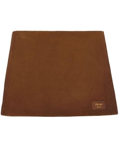Prada Logo-patch Suede Miniskirt - Brown