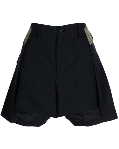 Sacai Panelled Thigh-length Shorts - Blue