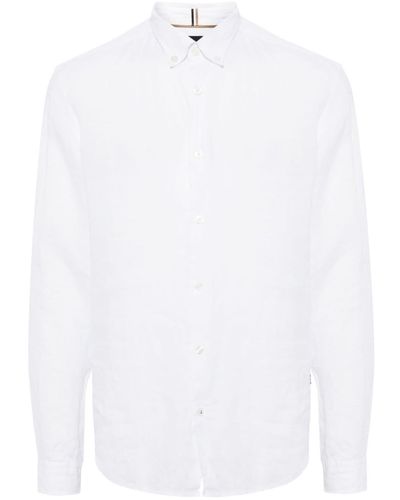 BOSS Liam Long-sleeve Cotton Shirt - White