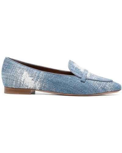 Malone Souliers Pointed-toe Distressed-finish Loafers - Blue
