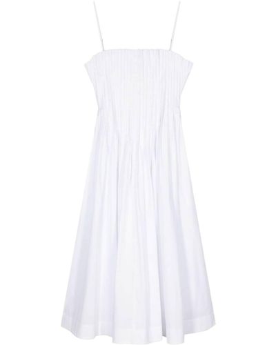 STAUD Abito Bella con punto smock - Bianco