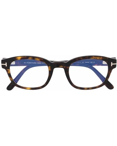 Tom Ford Eckige Brille in Schildpattoptik - Blau