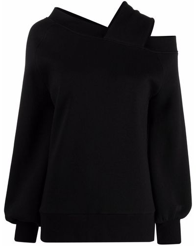 Atu Body Couture X Ioana Ciolacu Balloon-sleeve Off-shoulder Sweatshirt - Black