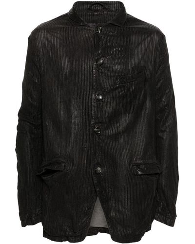 Giorgio Brato Perforated Leather Shirt Jacket - Black