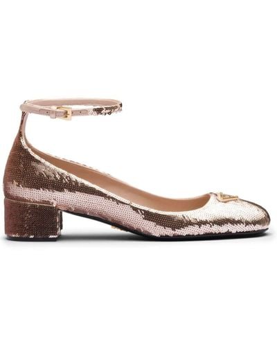 Prada Zapatos con tacón de 35 mm y lentejuelas - Rosa