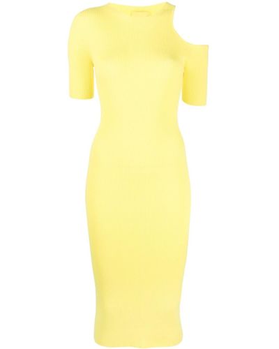 Aeron Cut-out Ribbed-knit Midi Dress - Yellow