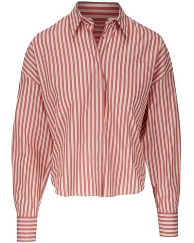 Brunello Cucinelli Striped Cotton-poplin Shirt - Pink