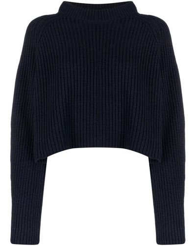 Societe Anonyme Emma Ribbed-knit Cropped Jumper - Blue