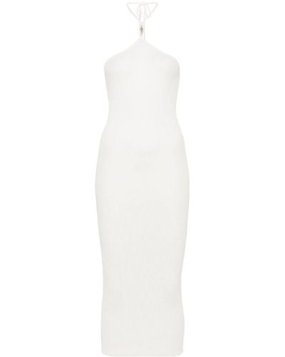 Amiri Halterneck Knit Midi Dress - White