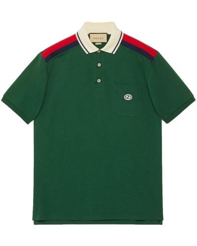 Gucci Katoenen Poloshirt Met GG-logo - Groen