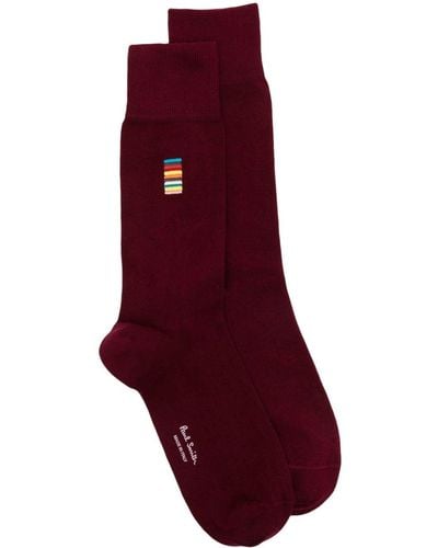 Paul Smith Stripe-detailing Cotton-blend Socks - Red