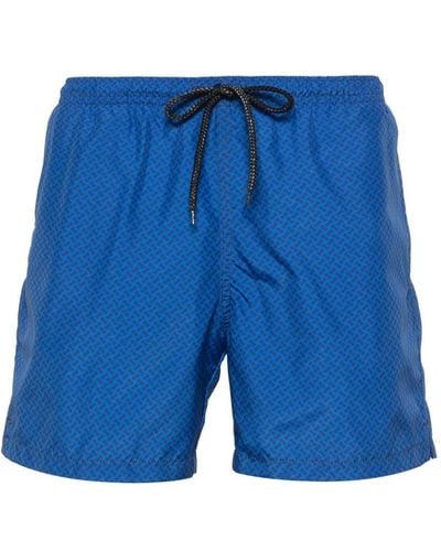 Drumohr Short de bain à imprimé géométrique - Bleu