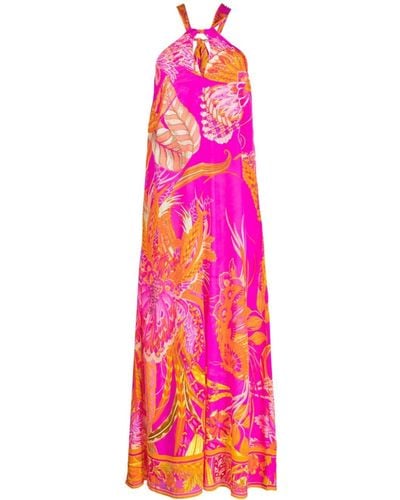 Camilla Abstract-pattern Print Silk Dress - Pink