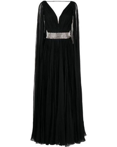 Jenny Packham Cape-sleeve Silk Gown - Black