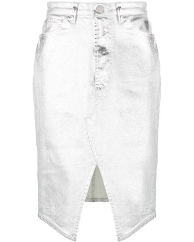 3x1 Metallic-effect Cut-out Detail Skirt - White