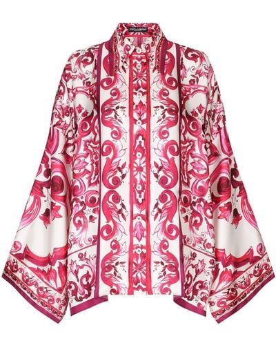 Dolce & Gabbana Chemise à imprimé Majolica - Rouge