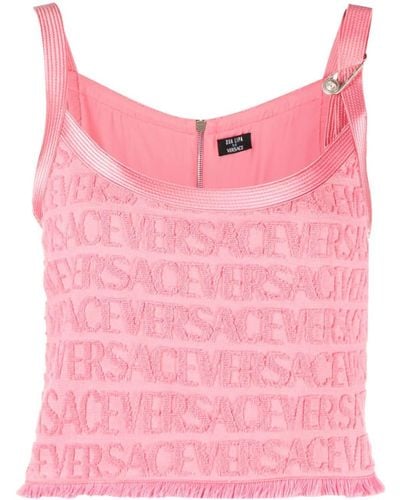 Versace All-over Logo Print Top - Pink