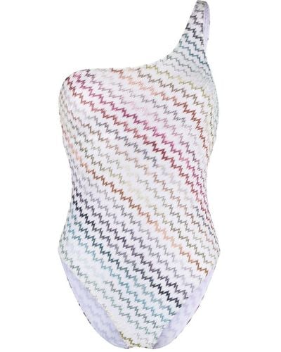 Missoni Zig-zag Knitted One-piece Swimsuit - White