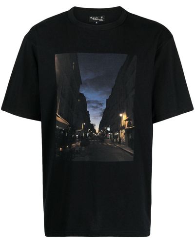 agnès b. Photograph-print Cotton T-shirt - Black
