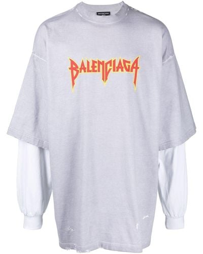 Balenciaga Metal ダブルスリーブ Tシャツ - ホワイト
