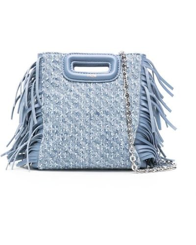 Maje Mini M Denim-Schultertasche - Blau