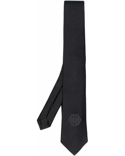 Philipp Plein Hexagon Logo-patch Silk Tie - Black