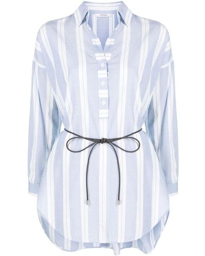 Peserico Oversized Stripe-print Shirt - Blue