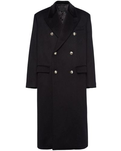 Prada Manteau en cachemire à boutonnière croisée - Noir