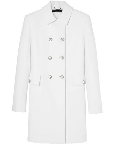 Versace Spread-Collar Double-Breasted Coat - White