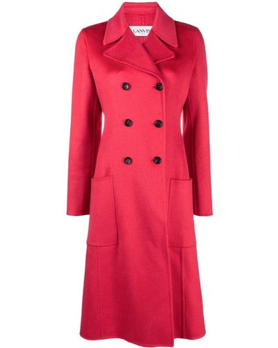 Lanvin Manteau en cachemire à boutonnière croisée - Rouge